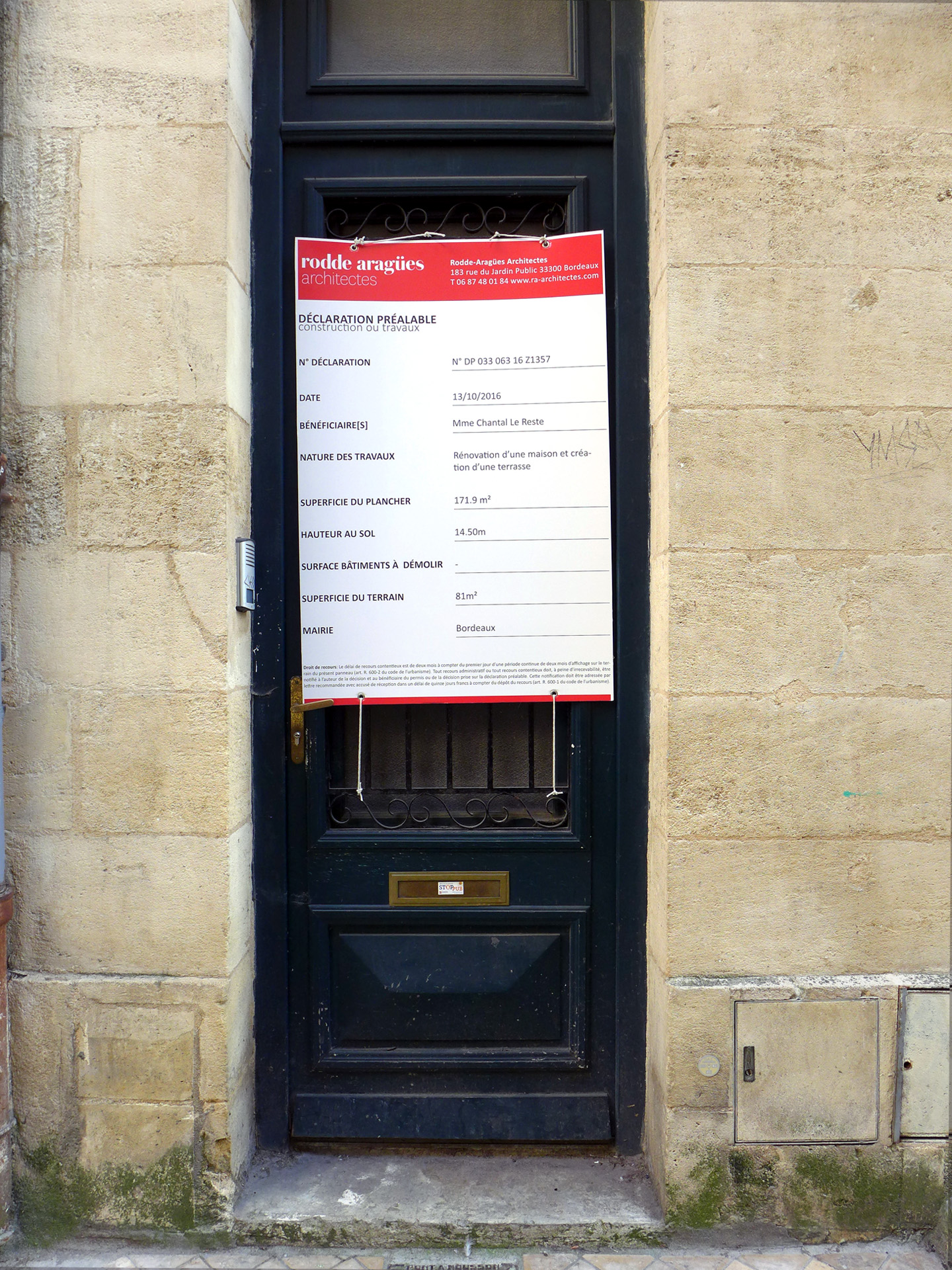 Réhabilitation immeuble pierre dans le centre de Bordeaux