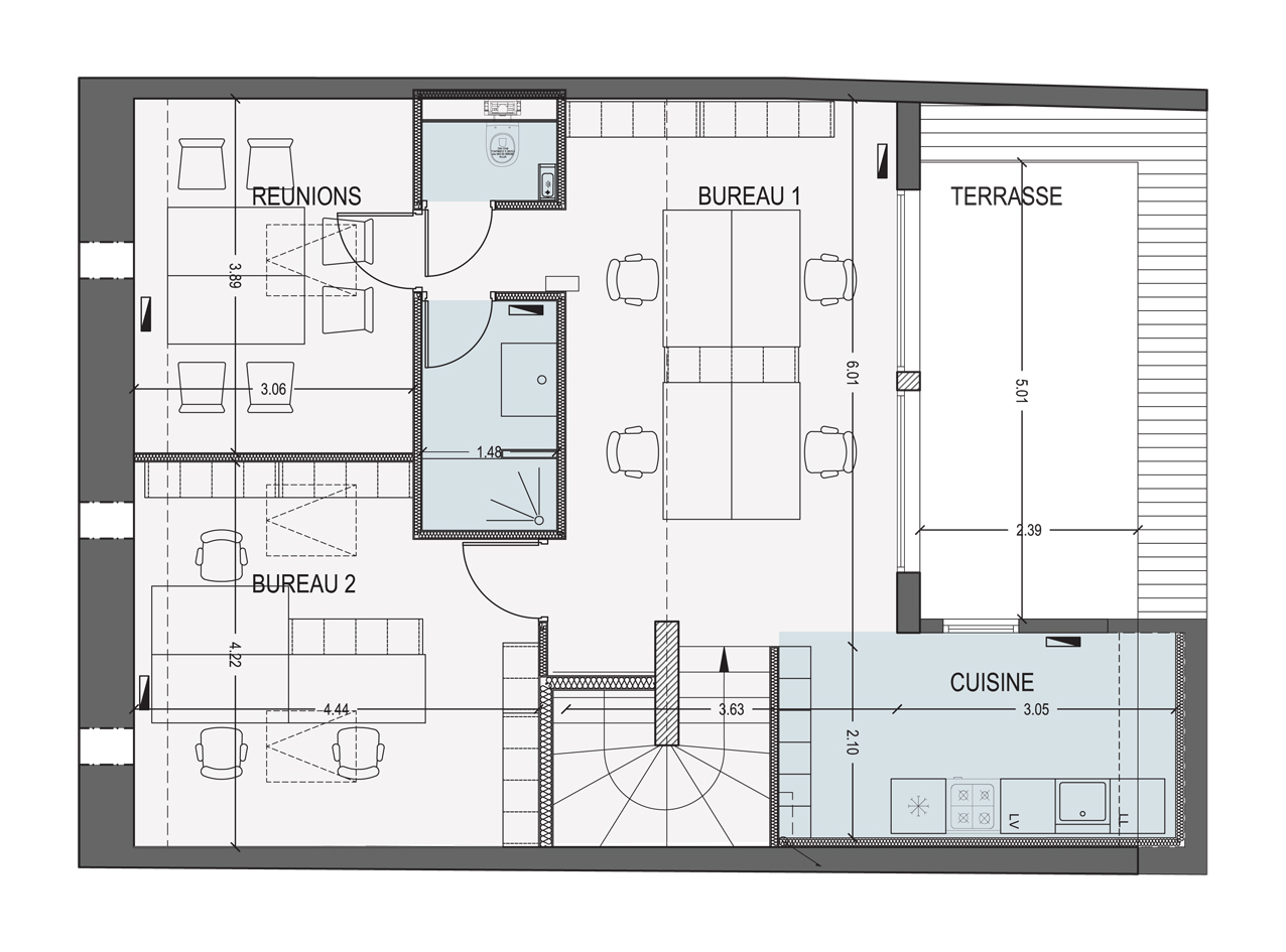 Bureaux architecte dans maison pierre avec surélévation