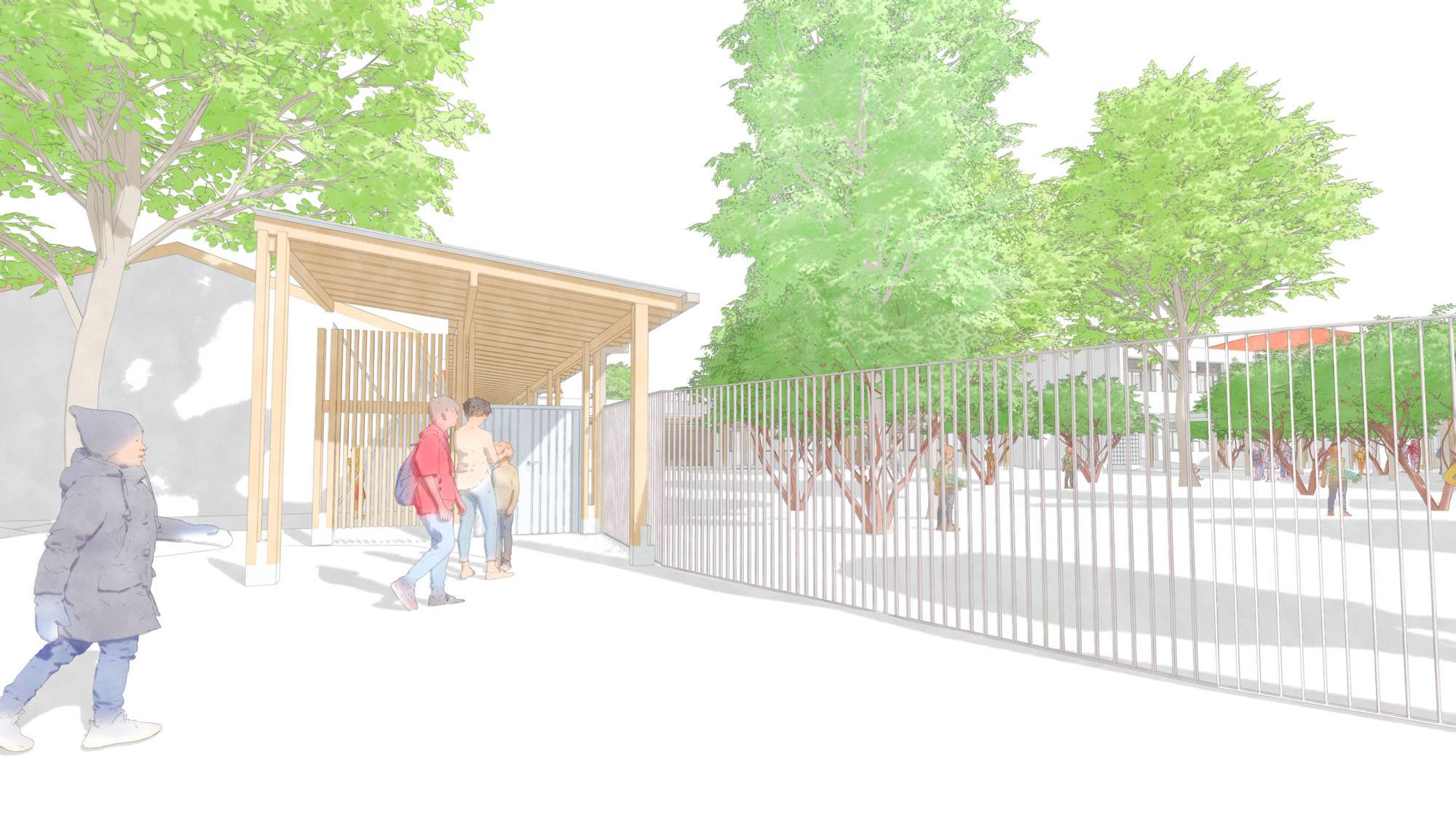 Modernisation et agrandissement d’une école à Carcans : extension du réfectoire et construction d’un préau couvert