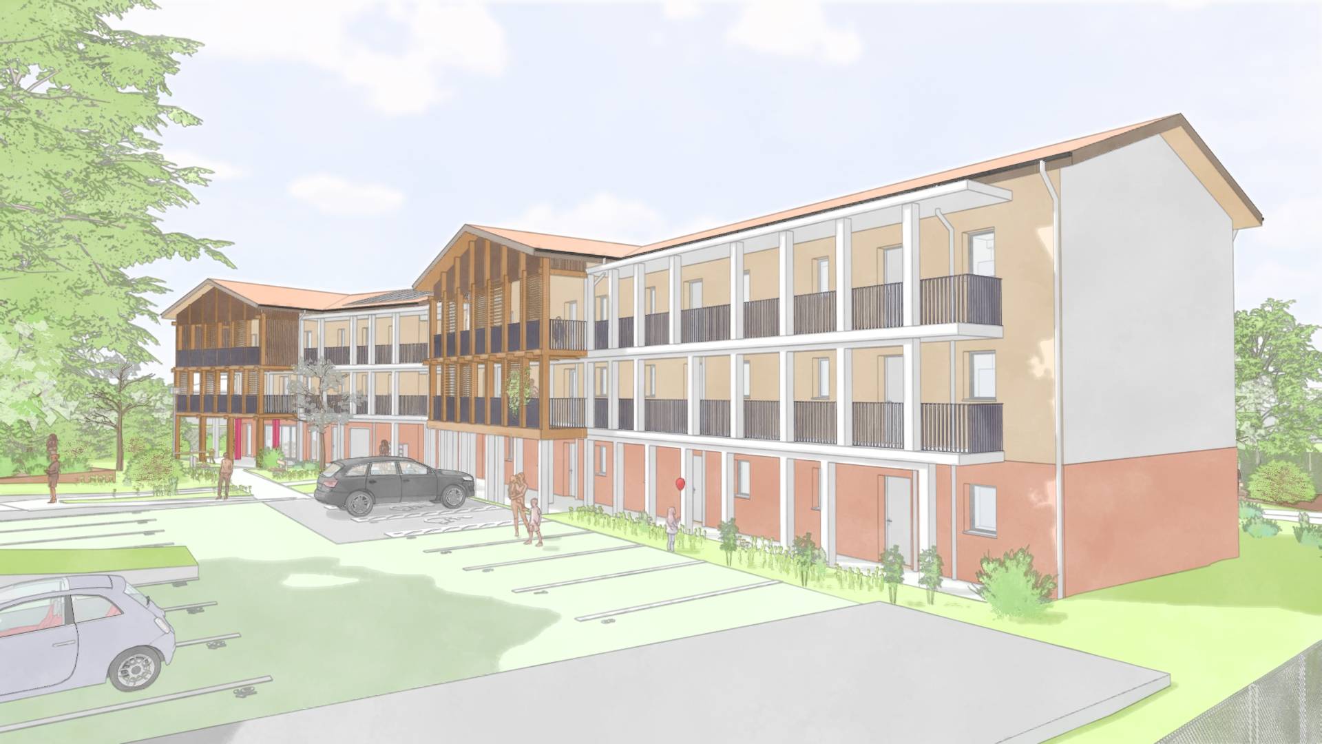 Construction de 16 logements personnesagées et d'une salle commune.à Ychoux 