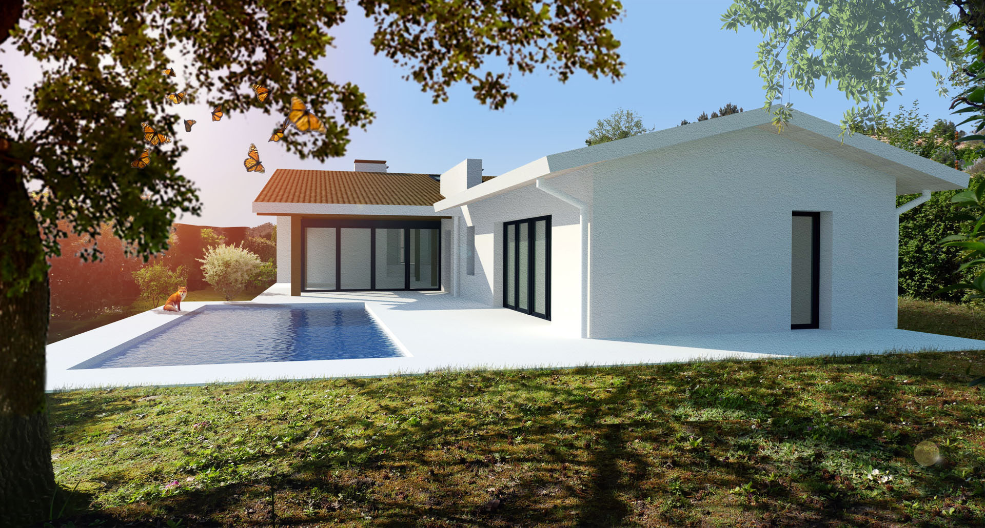 extension de maison à Mérignac Rodde-Aragues architectes - vue 3D